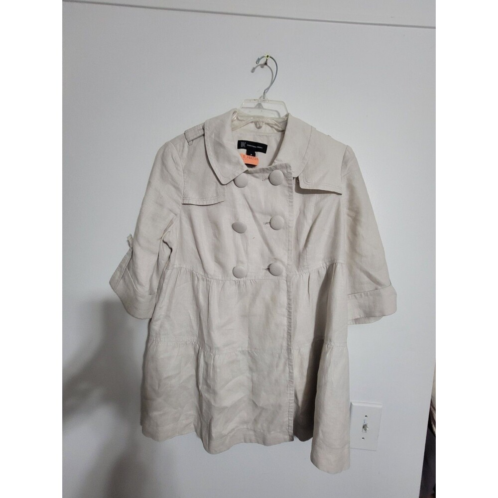INC International Concepts  grey solid  jacket 4 button MEDIUM PEACOAT LINEN